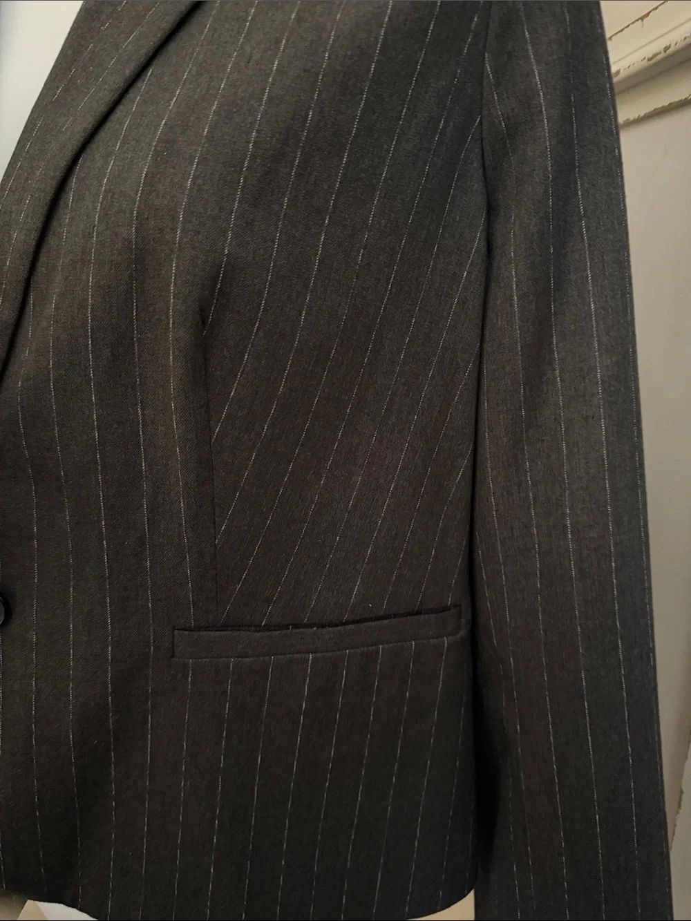 Worthington Petite Pinstripe Blazer in Charcoal and White - Picture 3 of 5